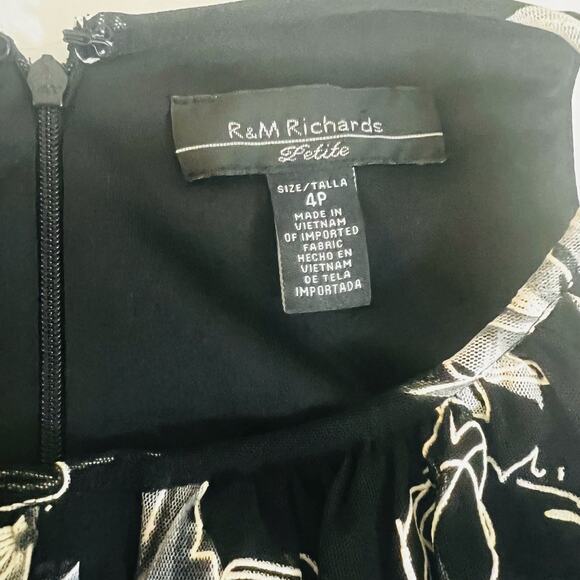 R&M Richards Floral Print Sleeveless High Low Maxi Dress Size 4P lack Multi - Picture 4 of 7